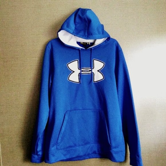 UNDER ARMOUR HOODIE*BIG EMBROIDERED LOGO*MEN SIZE LARGE LOOSE*FLEECE LINED - Picture 1 of 9